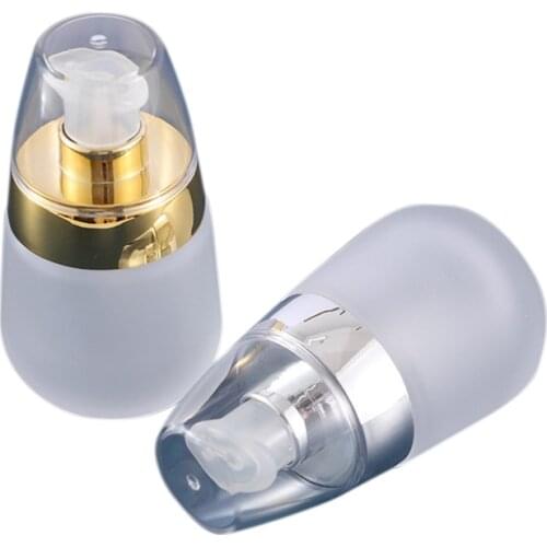 30ml Portable Frosted Clear Glass Lotion Cosmetic Toner Serum Bottle Gold Silver Lid Beauty Makeup Accessories Supplies