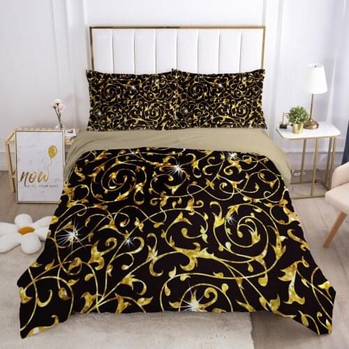 3D Black Luxury Duvet Cover Set Bedding Sets Comforther Cases Quilt Covers Pillow shams King Single Double Size Bed Linen