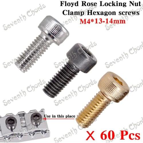 60 Pcs 3 Colors M4*13mm-14mm Electric Guitar Locking Nut Clamp Hexagon screws For Tremolo Bridge
