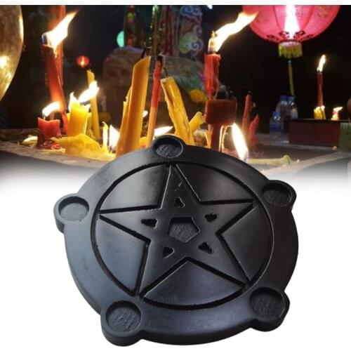 Astrology Star Wood Candlestick Table Pentacle Altar Plate Triquetra Wooden Divination Wicca Ceremony Accessories