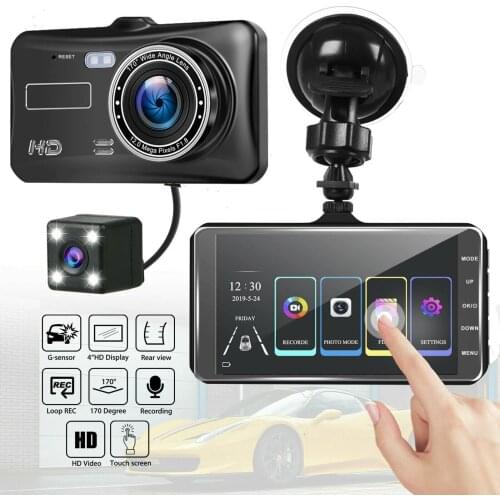 Car Video Recorder Dash Cam Dual Lens HD 1080P Auto Digital 4'' IPS Touch Screen DVR Camera G-Sensor WDR Auto DVR Dashcam Camera