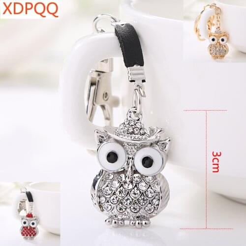 XDPQQ owl key chain bag charm pendant car key chain rhinestone alloy key ring jewelry gift sweater accessories