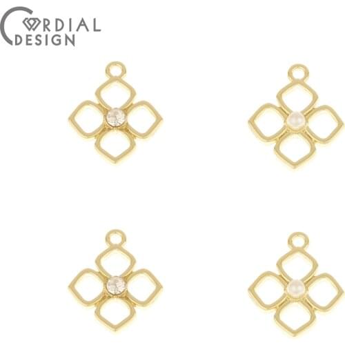 Cordial Design 100Pcs 16*19MM Jewelry Accessories/Rhinestone Pendants/Rhombus Shape/Imitation Pearl/Jewelry Findings Components