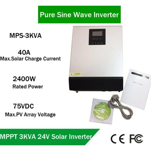 Solar Hybrid Inverter 3KVA 24Vdc to 230Vac with 60A MPPT solar charge Controller