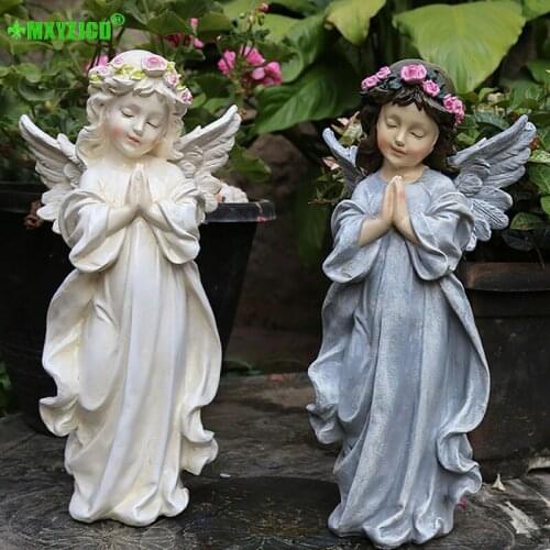 Garland Angel Resin Decoration Gardening Girl Wing Sculpture Simulation Character Crafts Balcony Micro Landscape Ornament