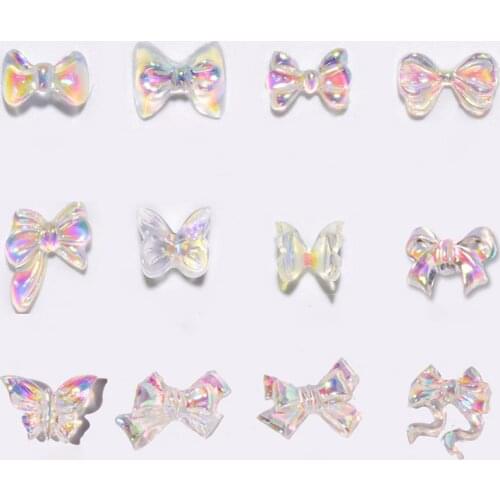 500pcs Nail Jewelry Japanese Bow Tie Nail Decoration Resin Candy Fairy Aurora Symphony Butterfly Bowknots Manicure Accessories