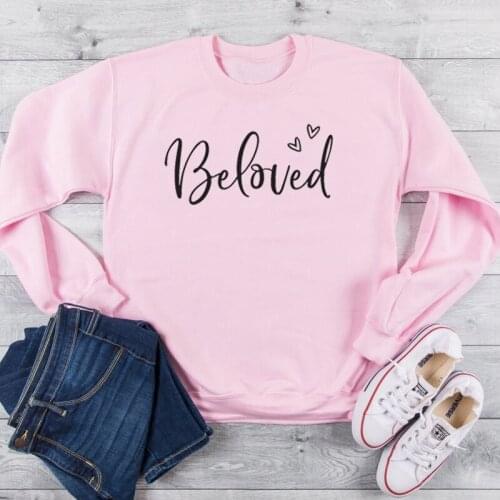 Kawaii Aesthetic Korean Sweatshirt Funny Graphic Pullover Over Size Letter Print Hoodies Beloved Womens Clothing Harajuku