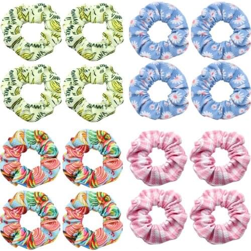 Kawaii Korean Style Bullet Textured Grace Flower Liverpool Fabric Head rope Hair scrunchies Ties Hairstyle Ponytail Ring