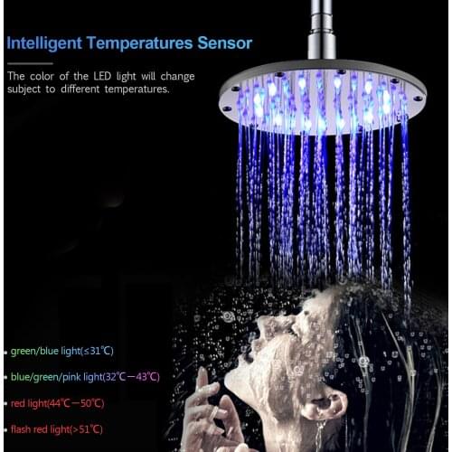 LED Shower Head 6/8/10inch Round Shower Head RGB/Multiple Colors Automatic Changing Rainfall Showerhead Bathroom Accessories