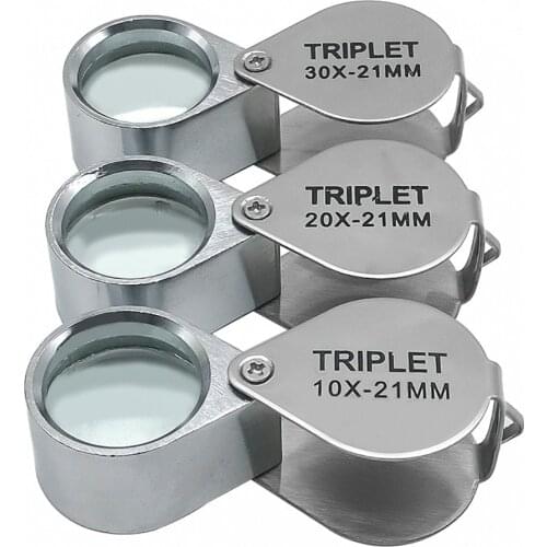 Metal Jewelry Magnifying Glass Jewelers Eye Tool Jewellery Folding Loupe Glass Lens Magnifying Triplet Glass Jewelry Diamond