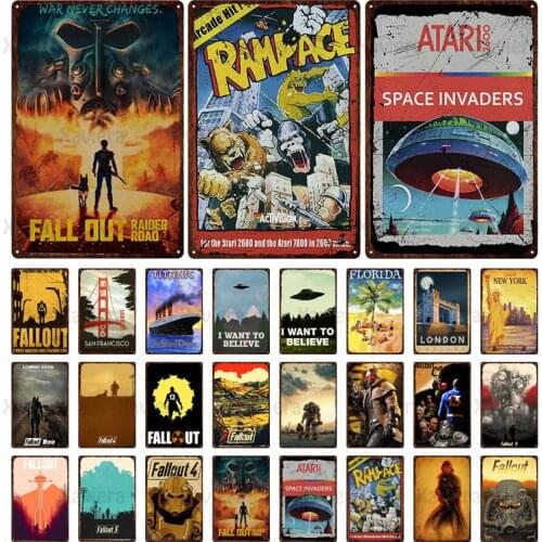 Fallout Raider Road Metal Tin Sign Violent Vintage Retro Plaque Metal Plate Garage Bar Club Wall Decoration Wall Sticker Poster