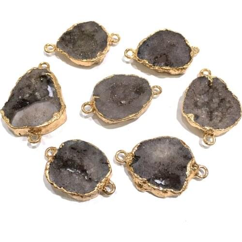 Natural Crystal Quartz Connector Agates Druzy Charms Pendants for Jewelry Making Necklace DIY Bracelet Accessories Gifts