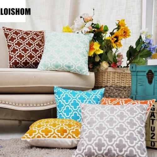 Home Decor Embroidery Geometric Pillow Cover Grey Blue Coffee Abstract Cushion Cover Decorative Pillow Case Pillow Sham 45x45cm