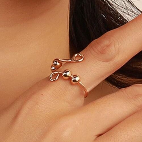 New Anxiety Decompression Beaded Ring Retro Metal Geometric Opening Adjustable Rotating Ring
