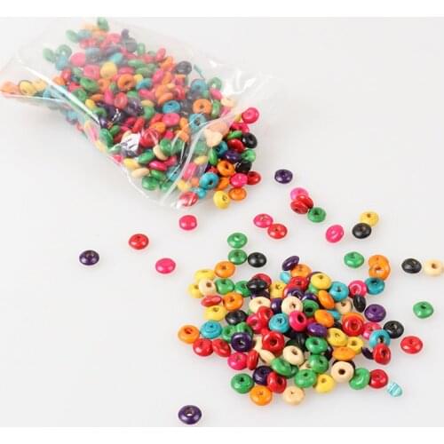 Wholesale 6mm 500pcs Multicolor Wooden cute round wheel Spacer Loose beads Fit Children Handmake DIY Accessory