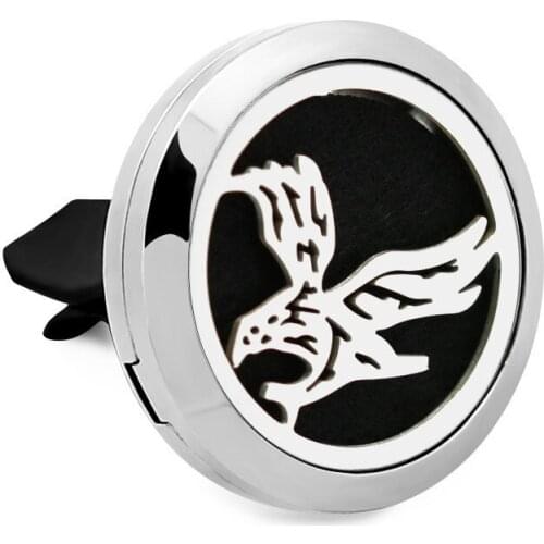 Eagle 30MM Heart Stainless steel car perfume oil diffuser locket necklace car aromatherapy essential plain pendant DIY gift