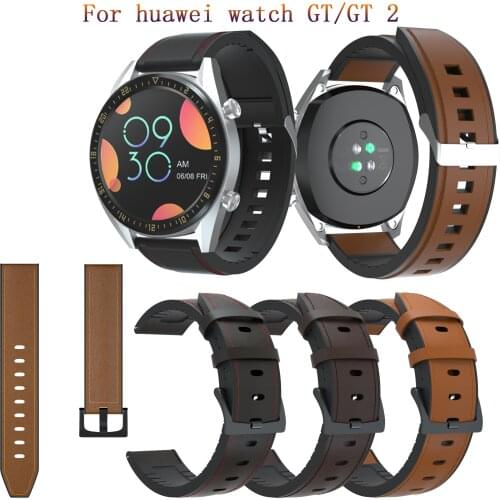 22mm Leather+Silicone fashion watch strap For huawei watch GT/GT 2/2 Pro sport band For Samsung Galaxy 46mm / Gear S3 wrist band