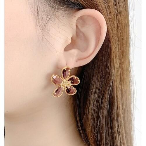 Flower Stud Earrings Female Personality Temperament Earrings 2021 New Trendy s925 Silver Needle Creative Earrings Cold Wind