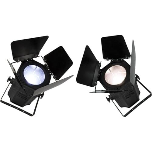 SHEHDS 200W COB Zoom LED Warm+Cool White Par Lights with Barn Doors Stage DJ Disco Light Music Christmas dj light