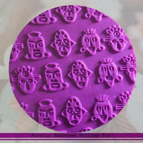 1 Piece Aboriginal Pattern Acrylic Fondant Roller Kitchen Accessories Baking Tools For Cakes Textured Rolling Pin