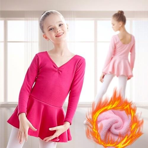 Girls Warm Leotards Thick Fleeced Ballet Dress Kids Velvet Winter Girls Ballet Clothes Dance Wear
