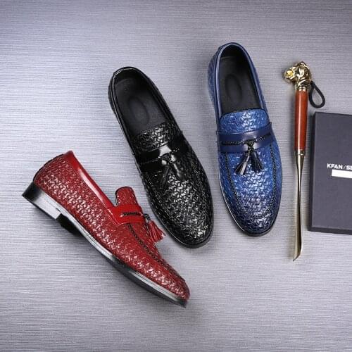 British Shoes Men Formal Loafers Men Office Shoes Coiffeur Leather Shoes Men Classic Black Wedding Dress Sepatu Slip On Pria