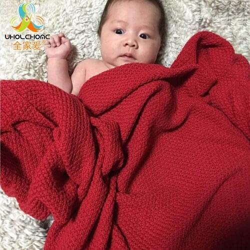 High Quality Candy Color Infant Woolen Blanket Children Cotton Knitted Baby Blanket For Boys Girls Kids 135*80 CM