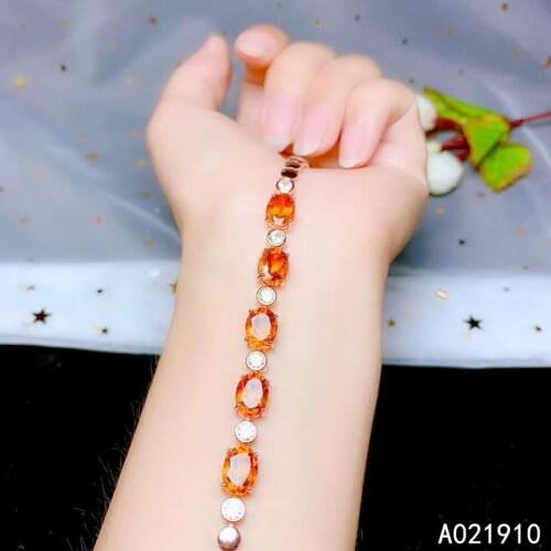 KJJEAXCMY boutique jewelry 925 sterling silver inlaid Natural Citrine fine female Bracelet support detection fashion