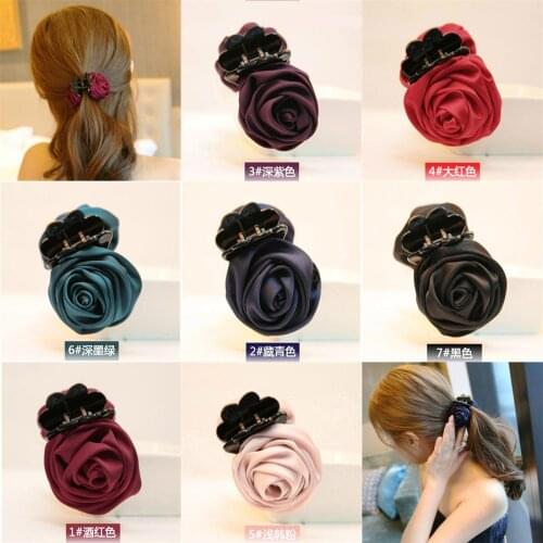 Simple Rose Flower Hairpin Fabric Hairpin Elegant Female Girl Hairpin Hair Accessories Solid Hair Hair Clips