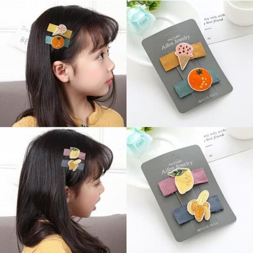 Cute 4pcs/lot Child kids girls hair accessories Embroidered fruit ice-cream hair clips toddlers barrette headwear headdress