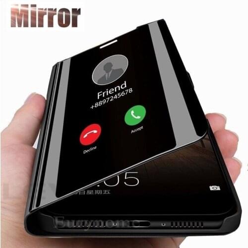 Mirror Smart Case For Huawei P40 Lite E Y7P Cover Clear View PU Leather Kickstand Flip Cover For Huawei P40 Pro Plus