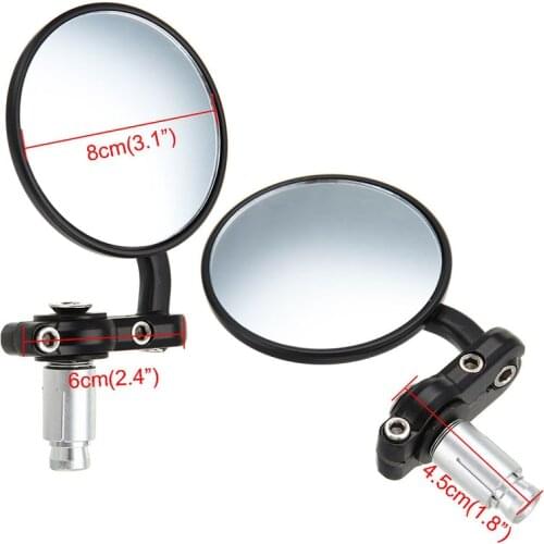 1pair8cm Motorcycle Handlebar Mirror Rearview Anti-glare Glass Aluminum Alloy Back Side Mirror For 22-25mm Motorcycle Handlebar