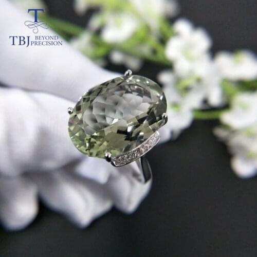TBJ,green amethyst Ring,prasiolite rings natural big size gemstone oval 13*18mm 925 sterling silver fine jewelry for girls gift