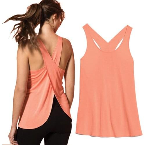 Female Back Cross Vest Summer Solid Color Round Neck Sleeveless T-Shirt Young Style Fashion Women’s Running Shirt