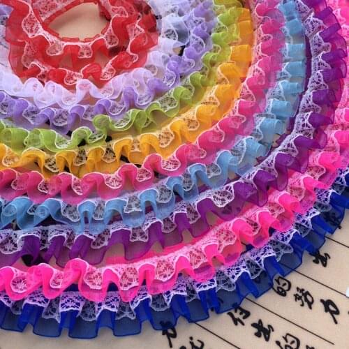 1M New Pleated Tulle Lace Fabric 2.5cm Guipure Dress Lace Trim Embroidery 3D Lace Ribbon Sewing Craft encajes para costura PE11