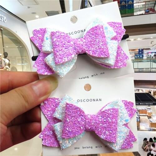 1PCS Lovely Rose 3 layer Sequin Girls Elastic Hair Bands Bows Child Hair Knot Hairpin Creativity Hair Accessories Clip For Kids