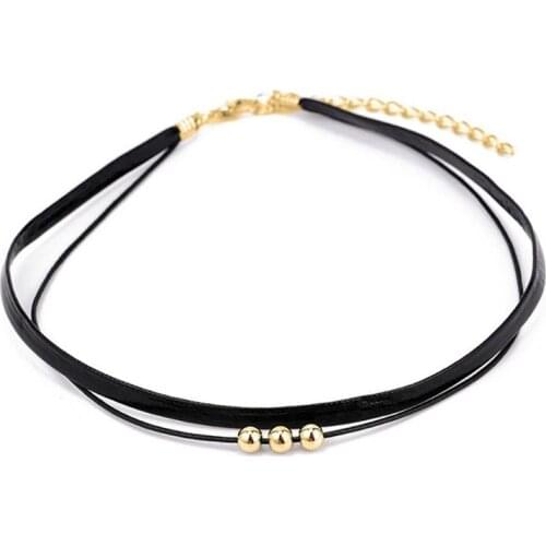 1pc Fashion Double Layer Choker Bead Adjustable Choker Collar Necklace Simple Collar Choker Jewelry Accessories For Women Girls