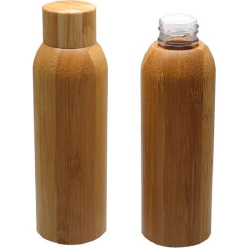 10pcs DIY Bamboo Cosmetic Toner Bottle High Quality Bamboo Lotion Cosmetic Liquid Container Bottle PET Inner Bamboo Case 120ml