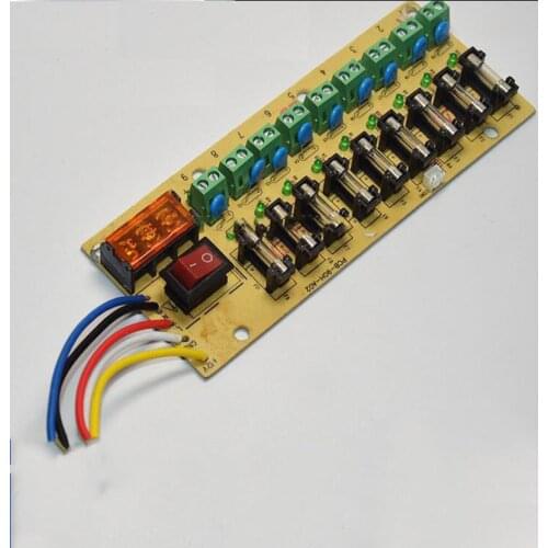 12V 9 CH 12V Switch Power Splitter Plate / PCB Shunt Current Board with fuse for 5A 10A 15A 20A power supply