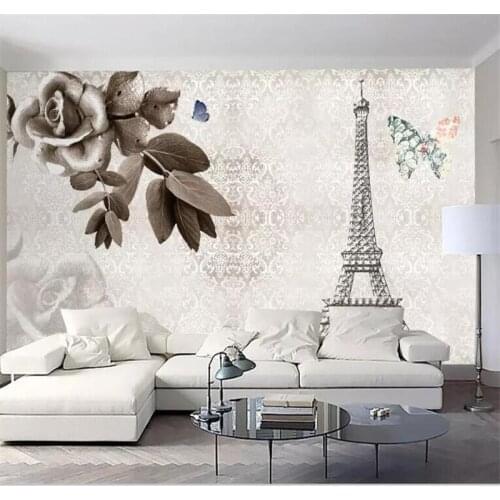 Beibehang 3d wallpaper murals custom home decor living room bedroom photos European nostalgic Eiffel Tower murals wall