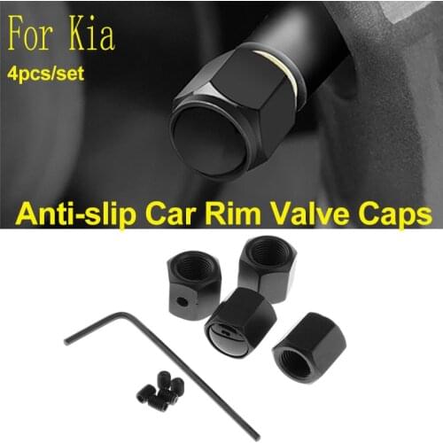 4Pcs Black Auto Valve Stems & Caps Tire Anti-theft Air Car Valve Cap for Rio Ceed Sportage Soul Cerato K2 K3 K5 Sorento Venga