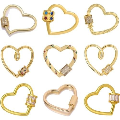 Heart Shape DIY Handmade Accessories Jewelry Crystal Hanging Chain Lock Hook Spiral Clasps Gold Color Necklace Bracelet Making