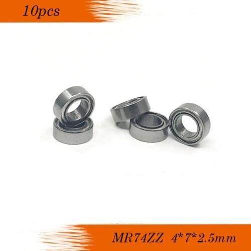 Free shipping 10PCS MR74ZZ 4x7x2.5mm bearing mini bearings ABEC-1 MR74 ZZ 4*7*2.5 deep groove ball bearing L-740ZZ