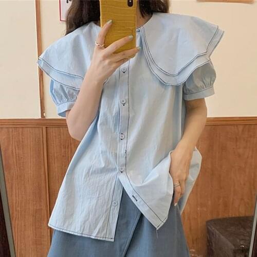 Alien Kitty 2021 Sweet Solid Elegance OL Double-Layers Summer Femme Prom Tops Shirts Casual Streetwear Retro Slim Chic Blouses