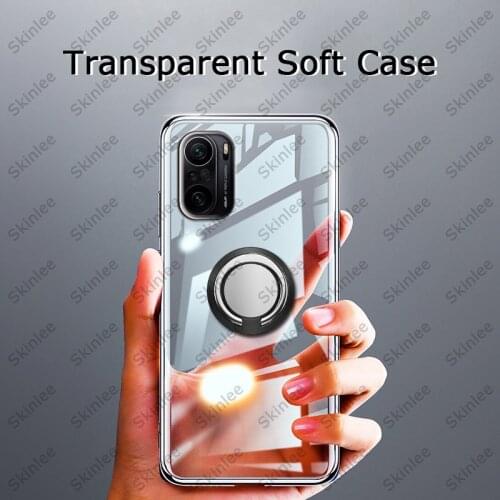 Skinlee For Xiaomi Poco F3 Case Official Original Shockproof With Ring Holder Soft Clear Cover For Poco X3 Pro Case