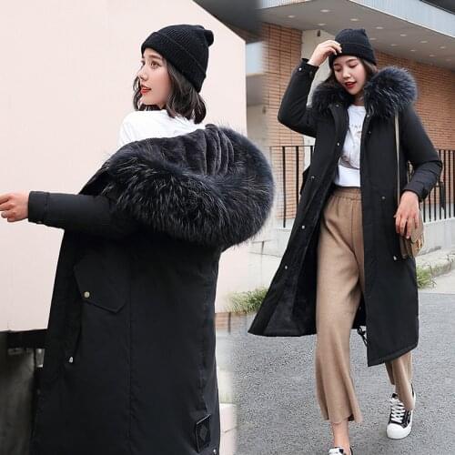 Cotday Cutton Long Black Hooded Thick Full Sleeve Sustans Pius Size 3xl 2020 Hot Sale Snowwear Elegent Winter Warm Women Coat