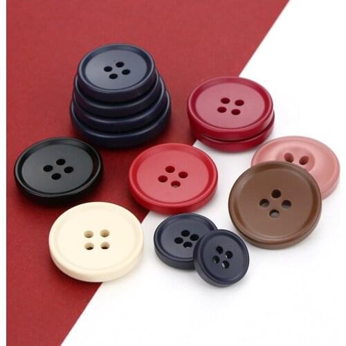100Pcs Colored Resin Button For Clothing Overcoat Suit 15mm/20mm/22mm/25mm/30mm 4-Holes Buttons Round Garment Accessories DIY