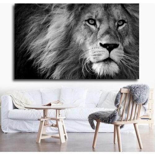 Decorative Painting Lion And Fly Animal Pictures Canvas Print Wall Pictures for Living Room Black and White Modern Posters Print