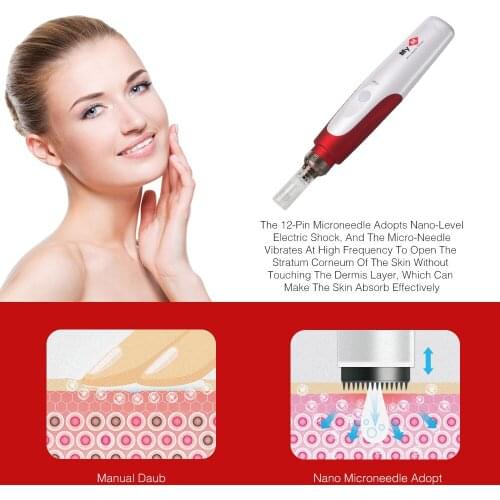 Electric Derma pen Skin Whitening Wrinkle remove Microneedling pen Derma pen with 2pcs Cartridge Needle Tips