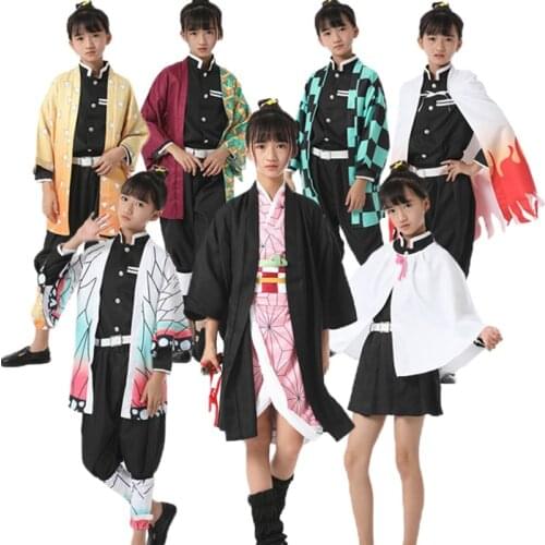 Kids Demon Slayer Cosplay Kimono Costume Kochou Shinobu Kamado Tanjirou Nezuko Tomioka Giyuu Agatsuma Zenitsu Child Clothes